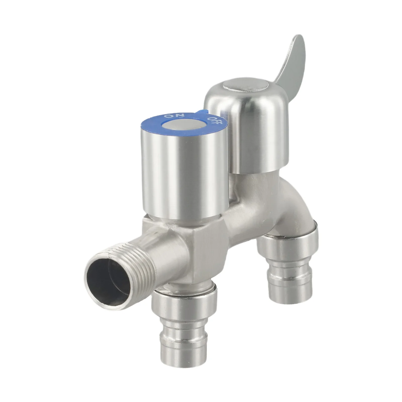 125x85mm Washing Machine Faucet Double-head Design Long Service Life Splash-proof Filter Stainless Steel Material