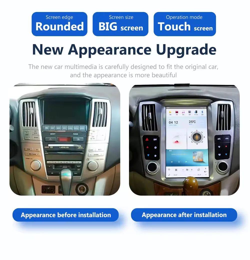 12.1 Inch Android 11 Car Radio For Lexus RX RX300 RX330 RX350 RX400h 2004 2005 2006 2007 2008 Multimedia Player GPS Navigation