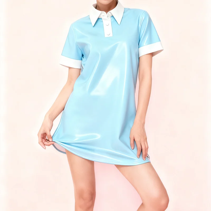 فستان Neu100% من المطاط اللاتكس المطاطي المثير Polkragen Cosplay للهالوين