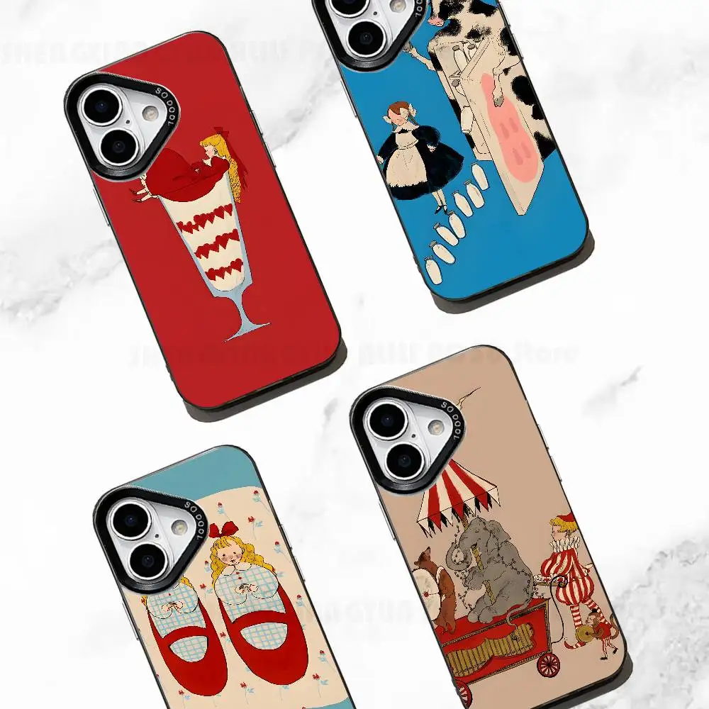 

Retro Illustrations Case For IPhone 11 12 13 14 15 16 17 Pro Max XS X XR Cover