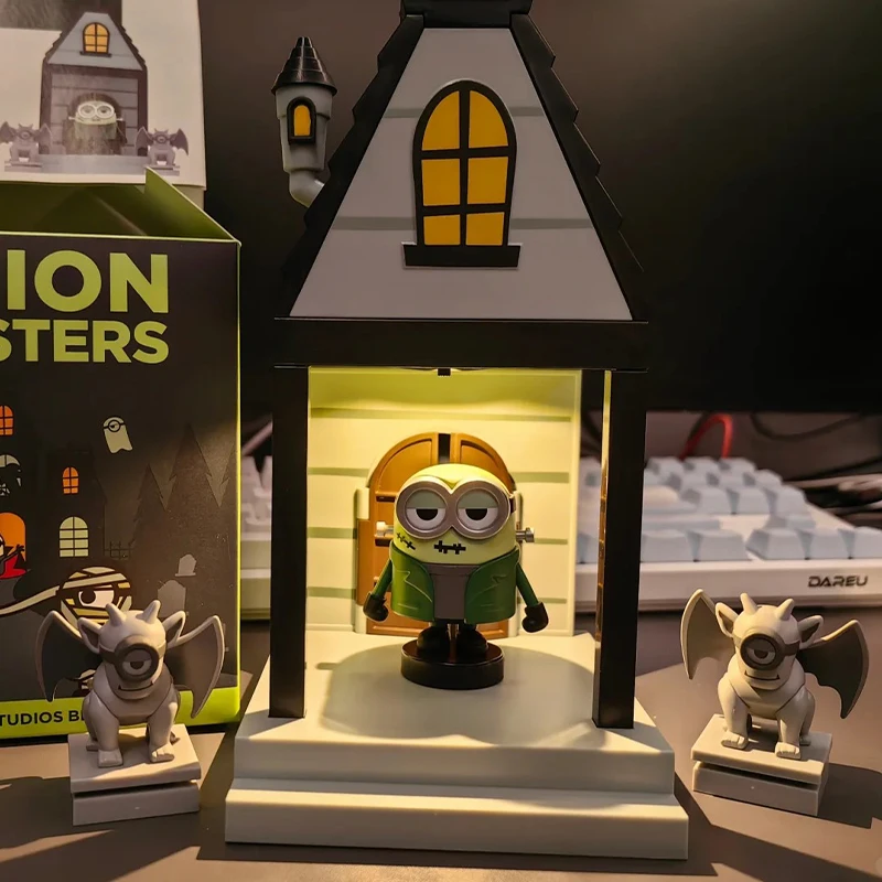 Authentic Minions Halloween Limited Edition Monster Apartment Ghost House Blind Box Assembled Toy Halloween Gift For Friends