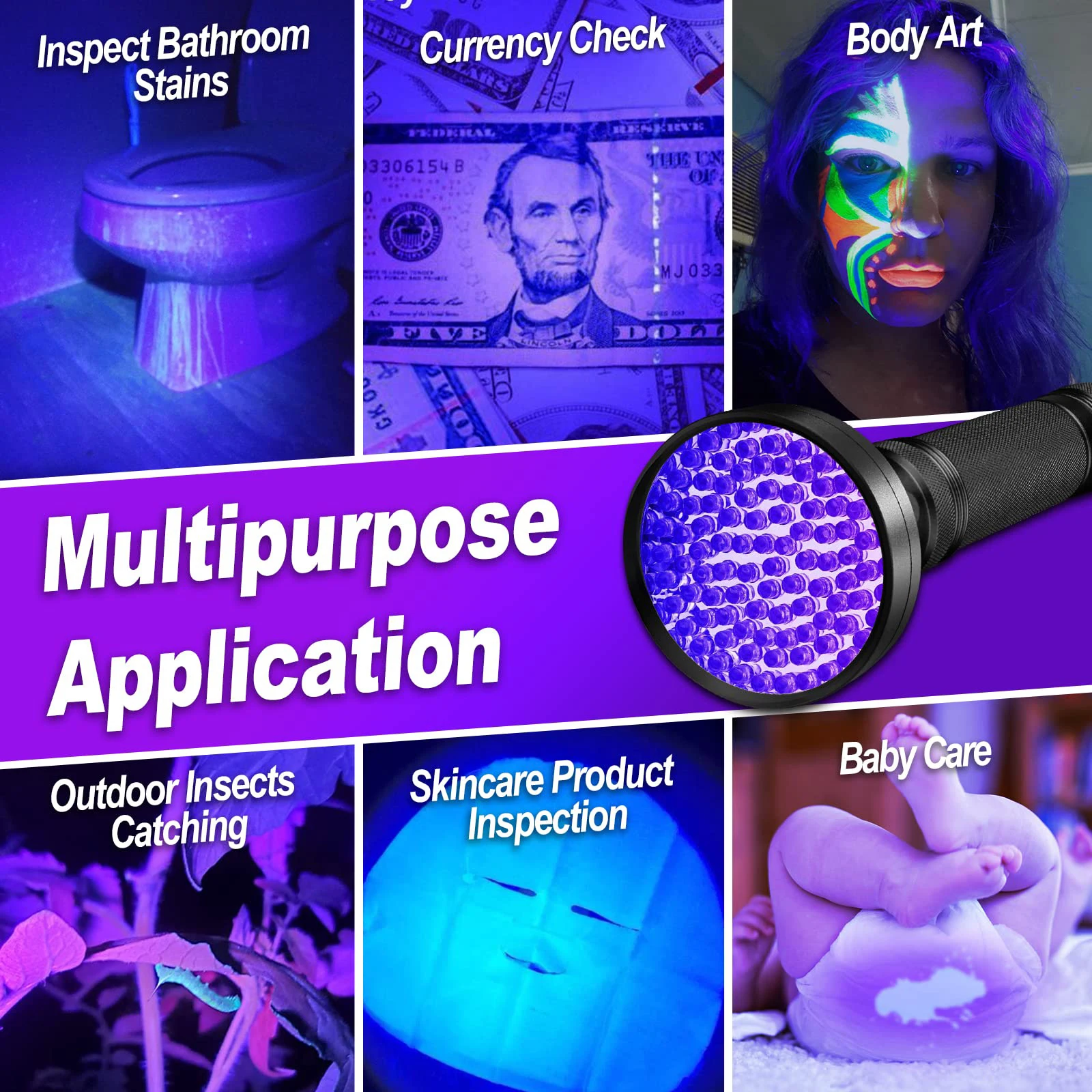 100LED 39nm الأشعة فوق البنفسجية مصباح يدوي عالية الطاقة الأشعة فوق البنفسجية الشعلة المال خام بقع الحيوانات الأليفة غير مرئية الحبر العقرب ماركر ضوء الفلورسنت