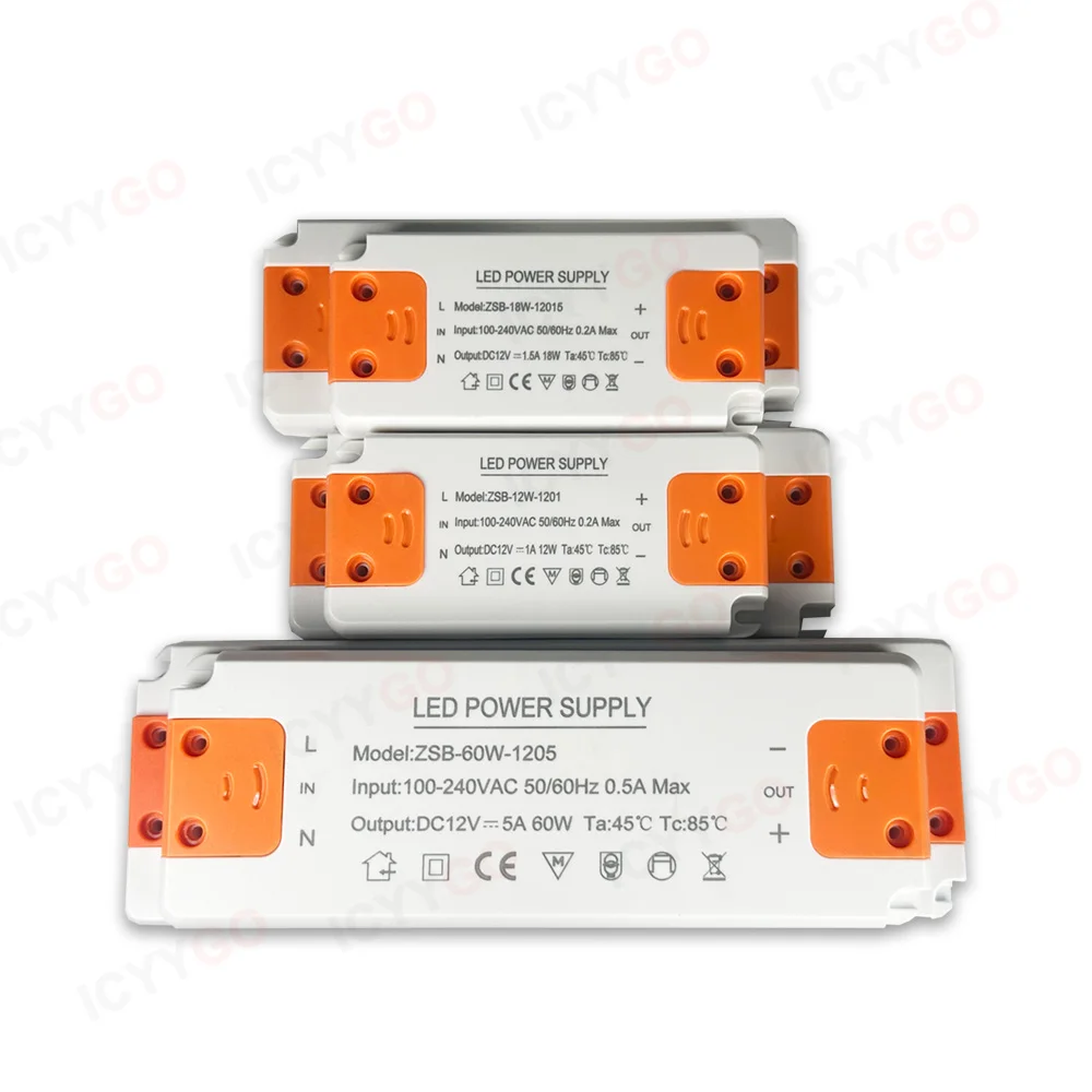DC12V Ultra-thin Lighting Transformer 12W 18W 24W 36W 60W 120W LED Power Supply 1A 1.5A 2A 3A 5A 10A LED Lighting Driver
