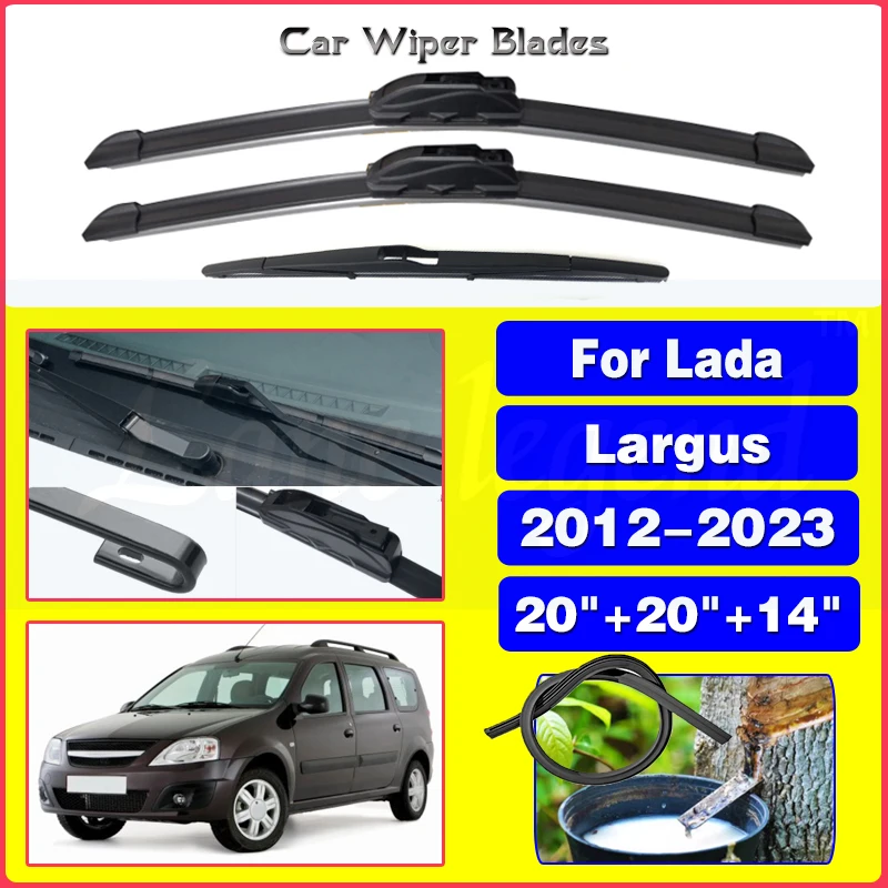 

For Lada Largus 2012 - 2023 Front Rear Wiper Blades Windshield Windscreen Window Cutter Rain Brushes Car Accessories 20"+20"+14"