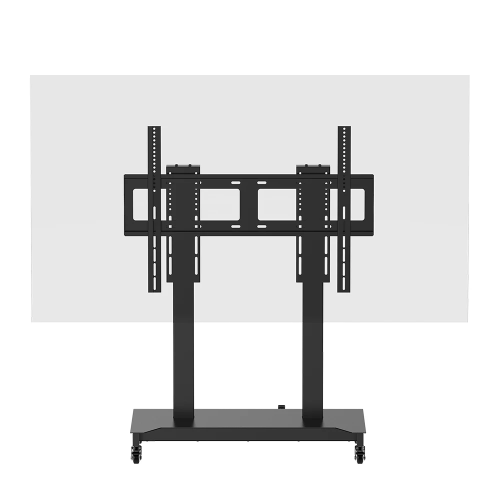 

84 Inch Double Column Mobile TV Stand Rolling TV Cart Floor Stand with Mount on Lockable Wheels Height Adjustable Shelf