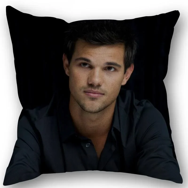 Nice Custom Taylor Lautner Pillowcase Cotton Linen Fabric Square Zipper Pillowcase 45X45cm Wedding Decorative Pillow cover