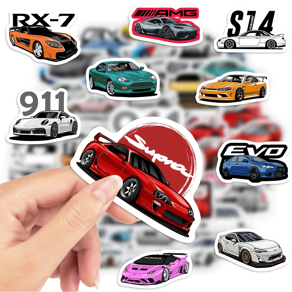 JDM Super Car Stickers DIY Kids Toy Gift Decal for Phones Laptops Cups Cars Luggage Racing Drift Tuning Enthusiasts Waterproof