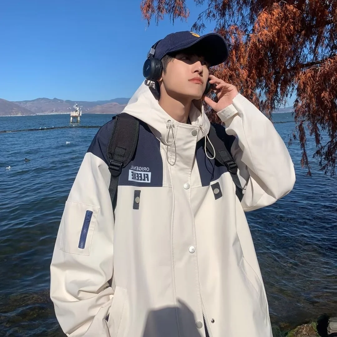 

Повседневная мужская ветровка Jaet, весенне-осенняя американская модная свободная одежда со вкусом Гонконга, рабочая одежда для пар, Jaet