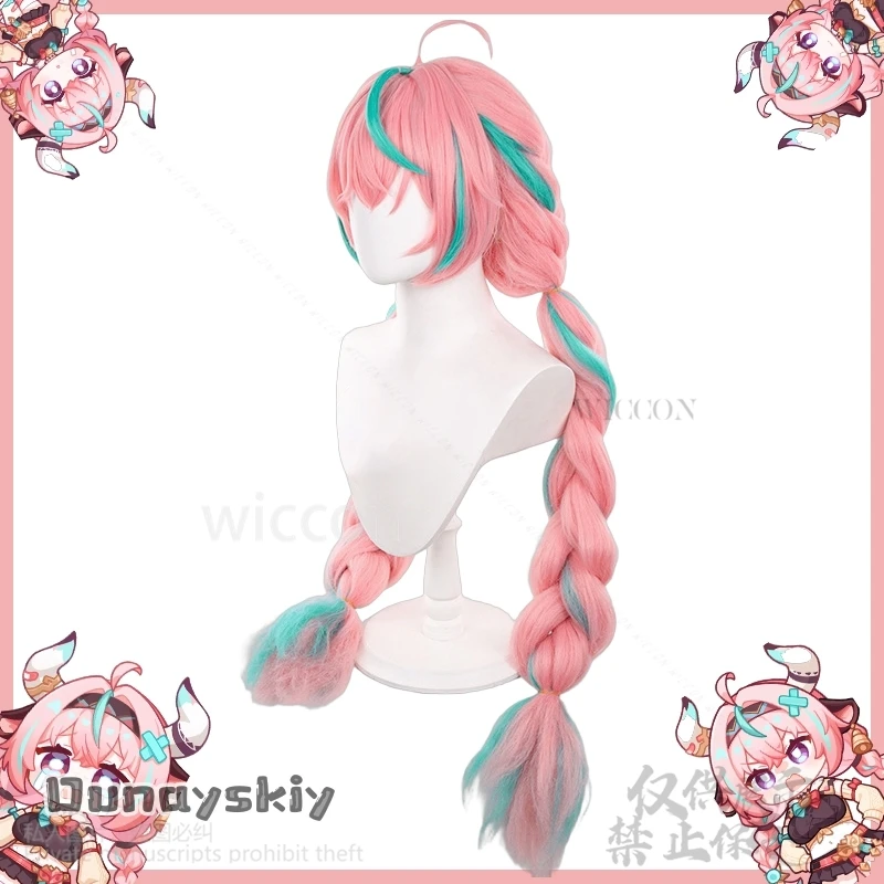 Anime Game Genshin Impact Cosplay Varesa Long Hair Pink Braided Hair Wig For Girls Women 100cm Free Wig Cap Halloween Customized