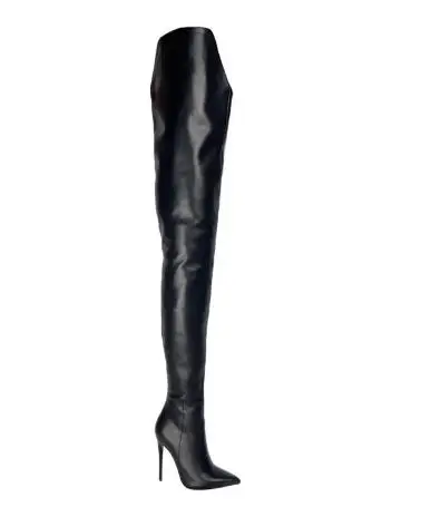 Winter Women Red Black Matte Leather Pointed Toe Hidden Zipper 10 12 CM Thin Heels Over The Knee Thigh Long Boots Shoes Lady