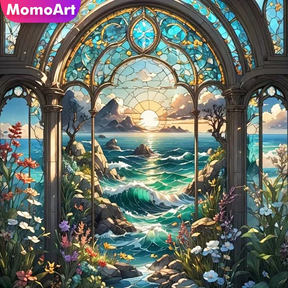 Momoart Diamond Embroidery Sunset Landscape DIY Diamond Mosa