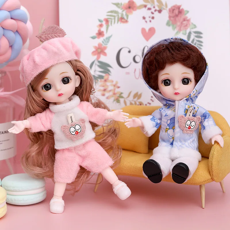 

1/12 BJd Doll Mini 16cm 13 Movable Joint Girl 3D Big Eyes Fashion Princess Doll Beautiful DIY Toy Doll with Clothes Dress Up