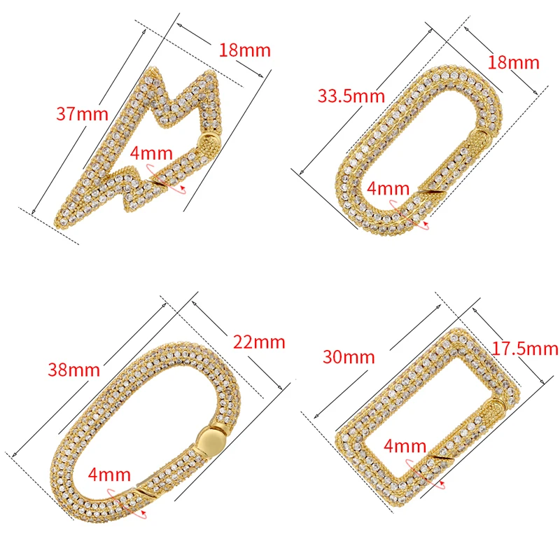 ZHUKOU cubic zirconia Hooks lightning clasp hooks geometric connectors for handmade jewelry making supplies wholesale VK147
