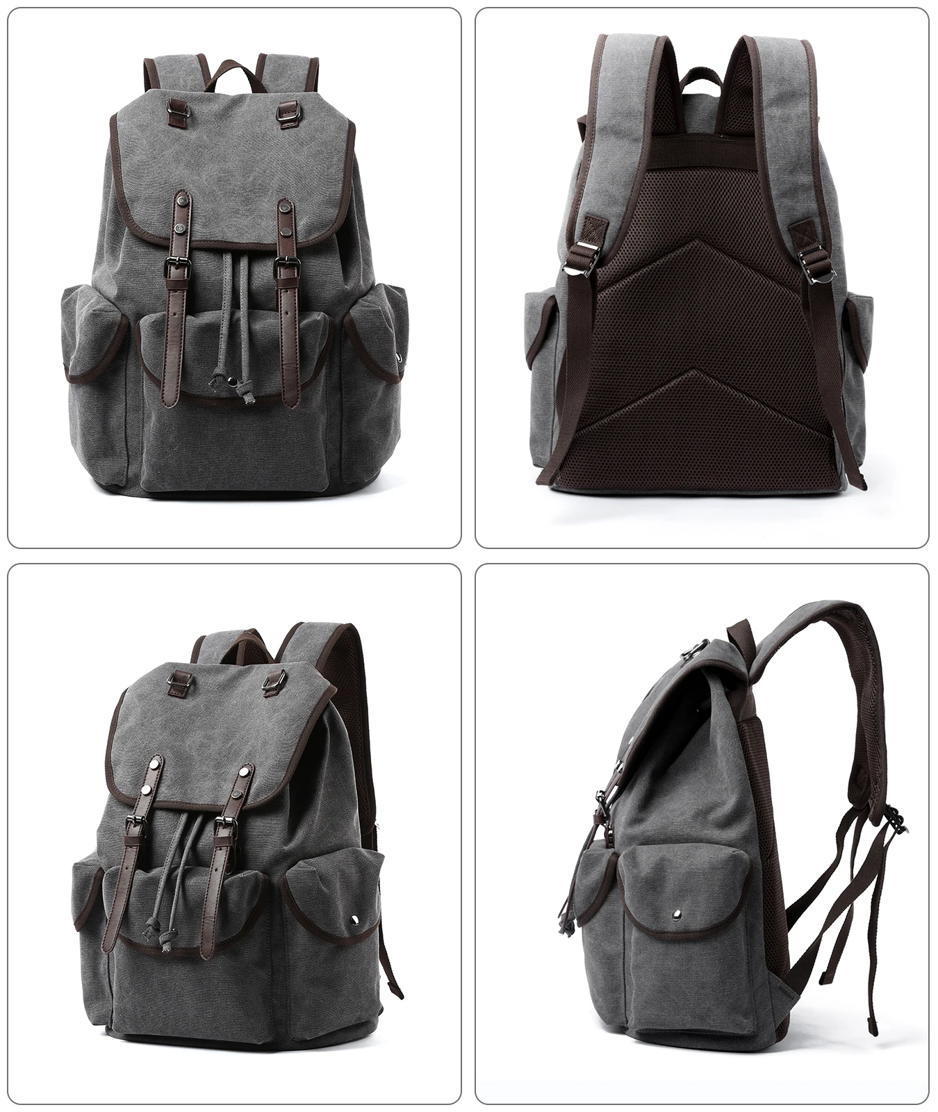 Men Canvas Vintage Backpack Men 30L Large Travel Rucksack Casual Bookbag for 15.6 inch Laptop Travel Hiking Daypack