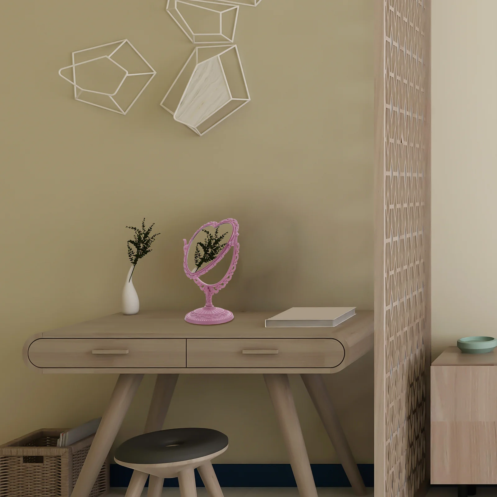 Vintage Heart Shaped Makeup Mirror Desktop Mirror Decor Elegant Generous Show Honorable Temperament Dressing Table Adorn