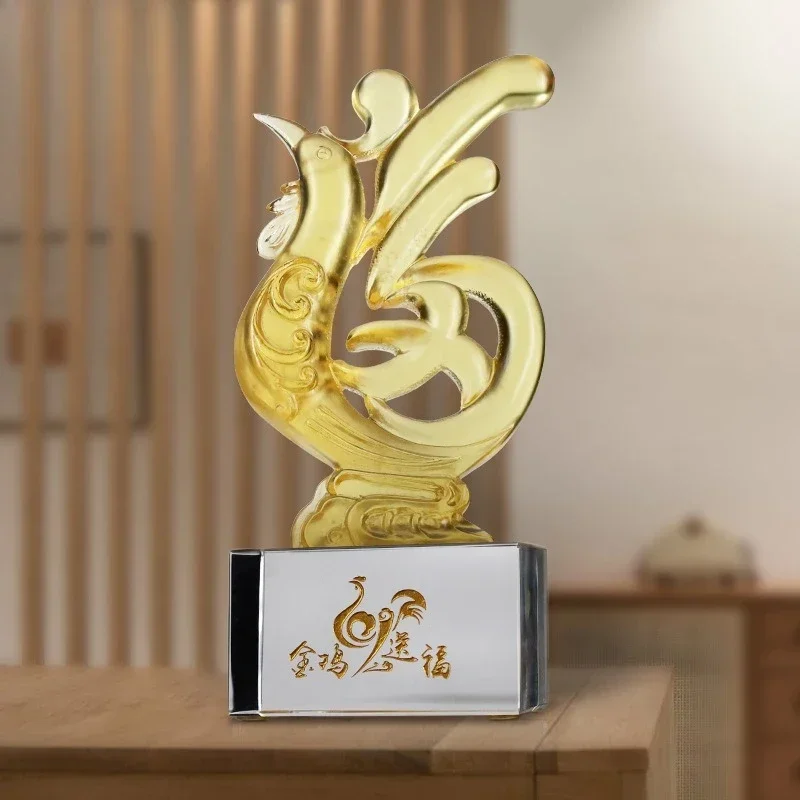 Glazed ornaments, business customized gifts, home decoration products, a good start, ancient glazed twelve zodiac chickens
