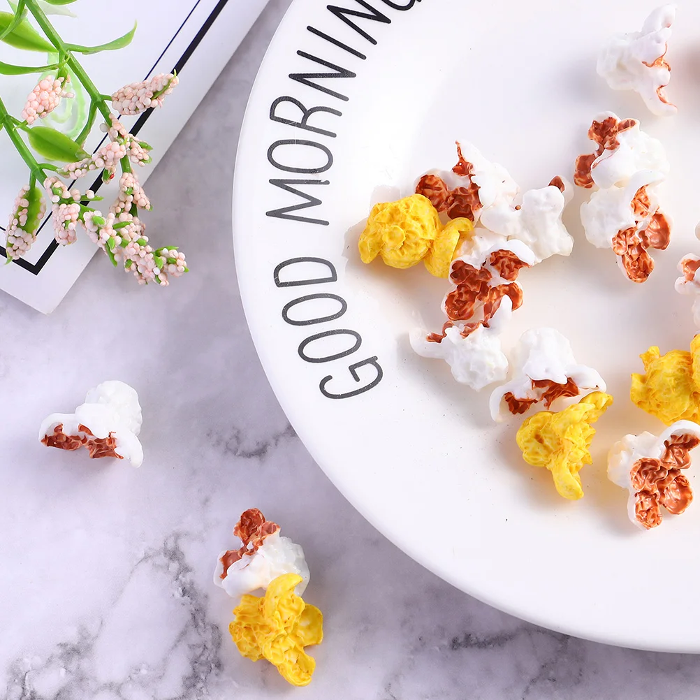 

50pcs Popcorn Artificial Decorations Faux Prop Creative Resin Accessories DIY Simulated Popcorn Ornament Christmas Gift