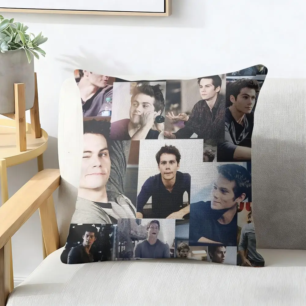 D-Dylan O Brien Cushion Cover Natural Linen Organic Fabric Double-Sided Printing Breathable For Decor