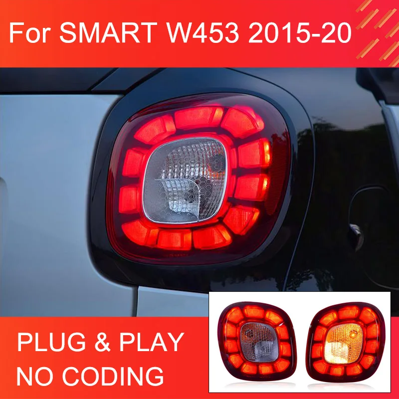 1 Pair Car Taillight Assembly for Benz W453 Smart 2015-2020 Tail Lamps Plug and Play Rear Bumper Fortwo Forfour Taillamps