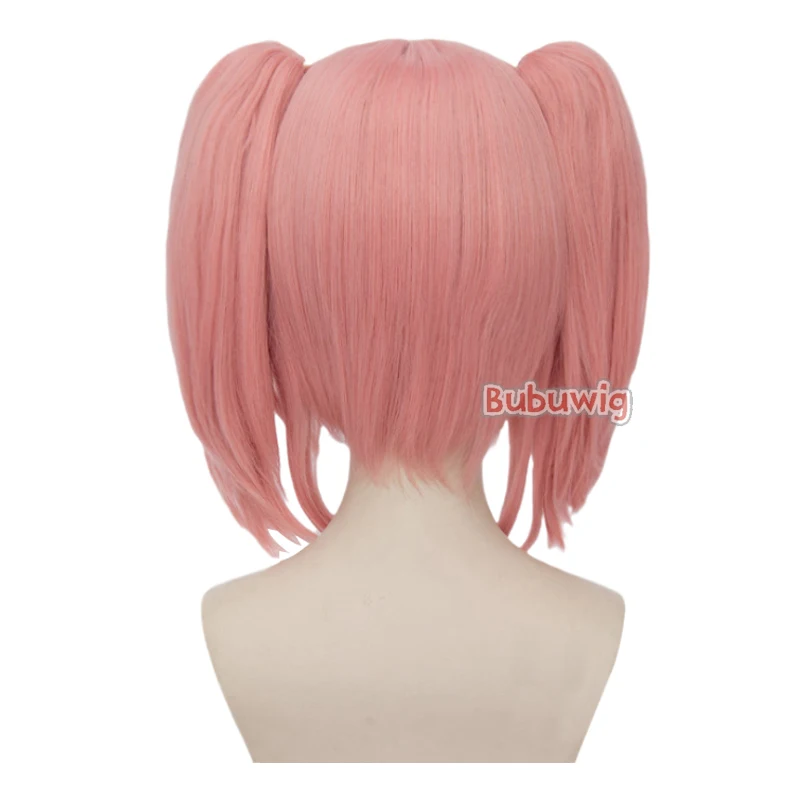 Bubuwig Synthetic Hair Puella Magi Madoka Magica Kaname Ponytail Wig 35cm Medium Long Straight Pink Cosplay Wigs Heat Resistant