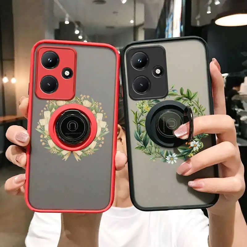 Hot30i Harvest Wreath Skin-feel Ring Phone Case For Infinix Hot 40 30 20 11 10 Play NFC Note 40 30 12 Pro Smart 6 HD Cover