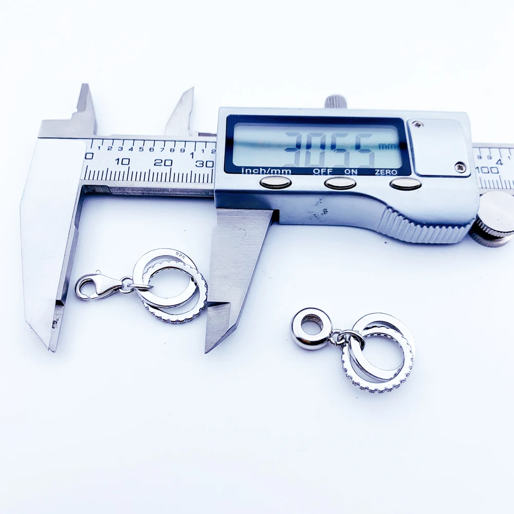 Anhänger-Doppelring für Damen aus 925er Sterlingsilber, romantischer Schmuckzubehör – Detail 4