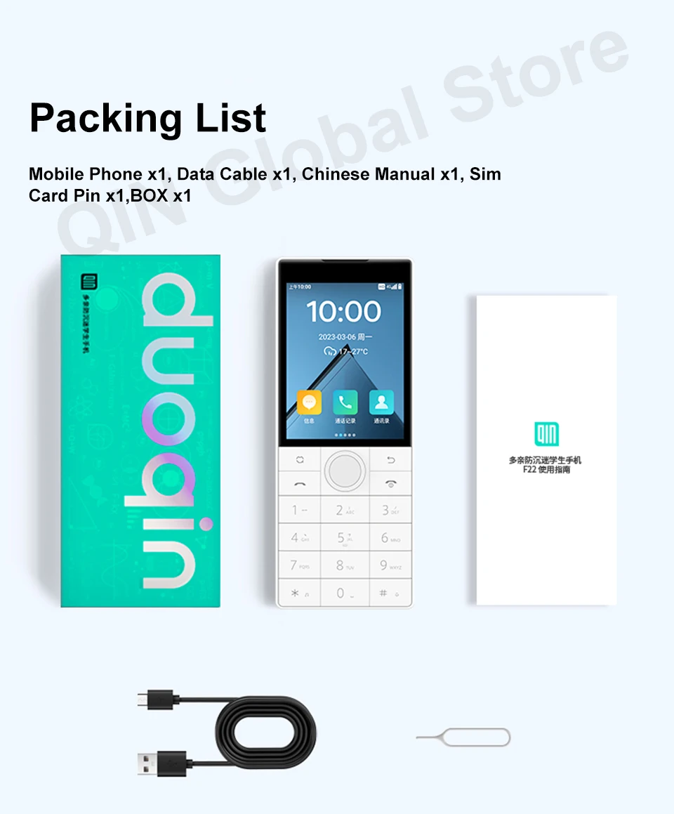 Qin F22 Touch Screen Android 11 No Camera Wifi 2.8 Inch 2+16GB / 3+32GB MTK6739 Bluetooth 1700mAh Battery 480*640 Duoqin Phone
