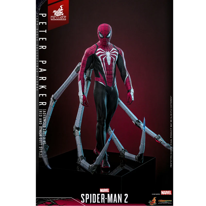 متوفر في المخزون HotToys VGM66 الرجل العنكبوت بيتر باركر بدلة متقدمة 2.0 بدلة حمراء وسوداء نمط 1/6 أنيمي عمل نموذج لجسم جمع