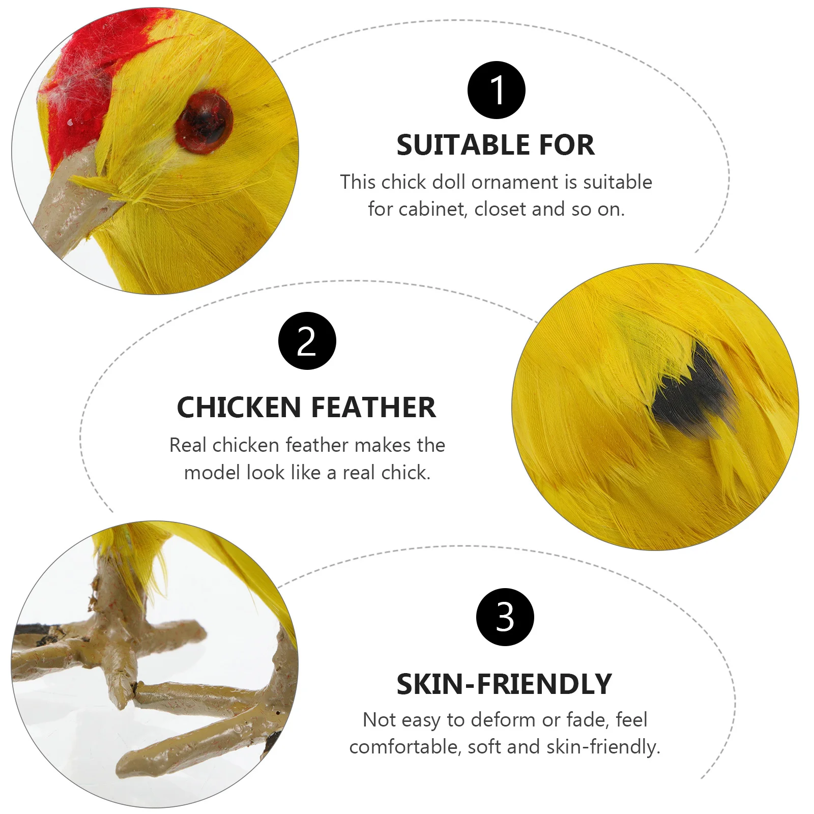 

1Pcs Realistic Simulated Chick Funny Cartoon Shape Decorative Ornament for Cabinet Closet Unique Creative Photo Prop Educational