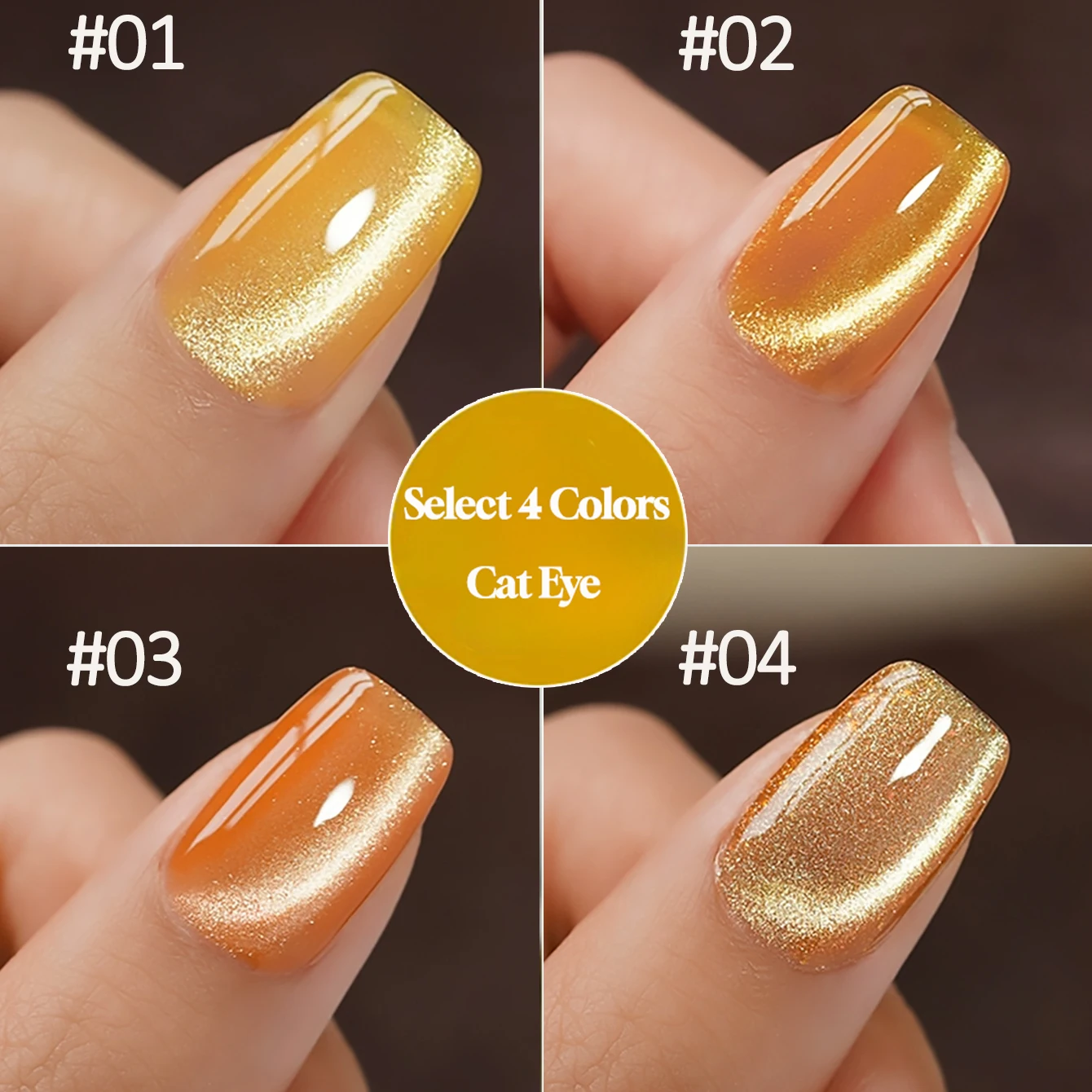 1pcs TC New Whitening Versatile Yellow Orange Glass Beads Nail Art Popular Flash Jade Flowing Golden Cat Eye Gel Nail Polish