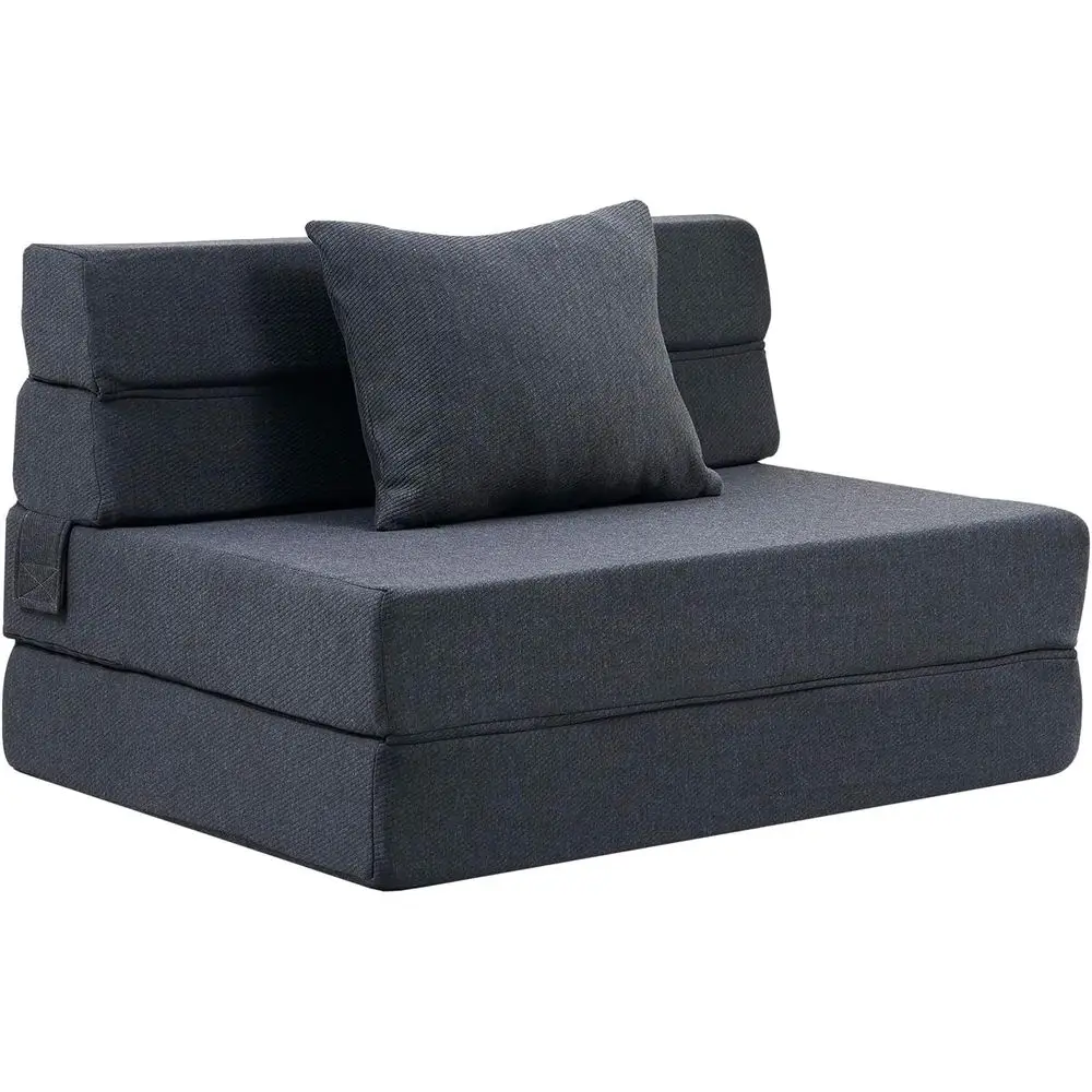 

Twin Size Folding Sofa Bed, Convertible Sleeper Chair with Pillow, Memory Foam Auto Couch & Long Mattress, Ideal for Bedroom, Li