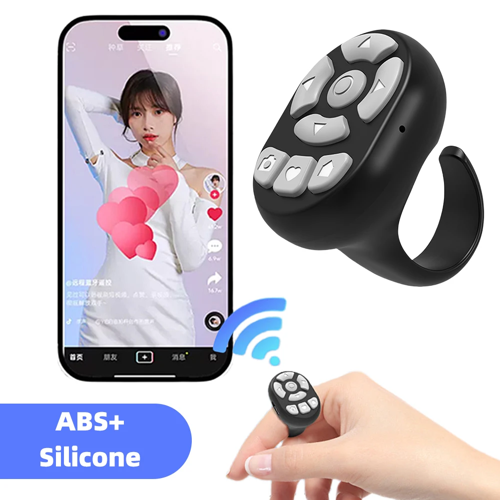 Wireless Camera Shutter Selfie Button Bluetooth-Compatible Multifunction for TIK Tok Scrolling Ring for iPhone Xiaomi Huawei