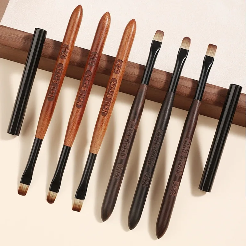 1PC Acryl Nagel Pinsel Stift für Pulver Maniküre Runde Holz Griff Gel Builder Pinsel Werkzeuge – Detail 1