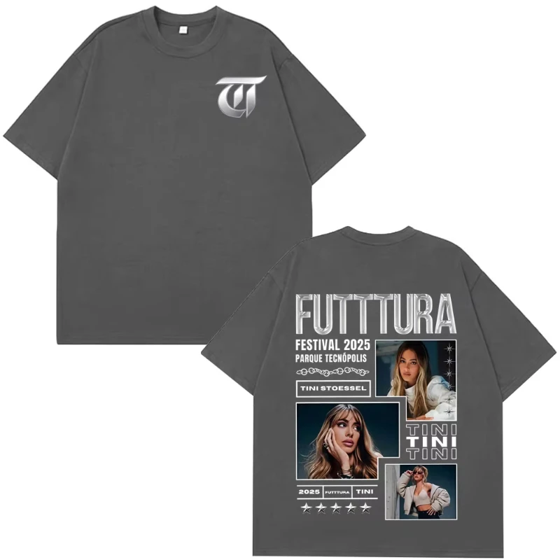 Singer TINI STOESSEL Futtura Album 2025 Tour Vintage T Shirt Men Women Hip-hop T-shirts Short Sleeves Cotton T-shirts Streetwear