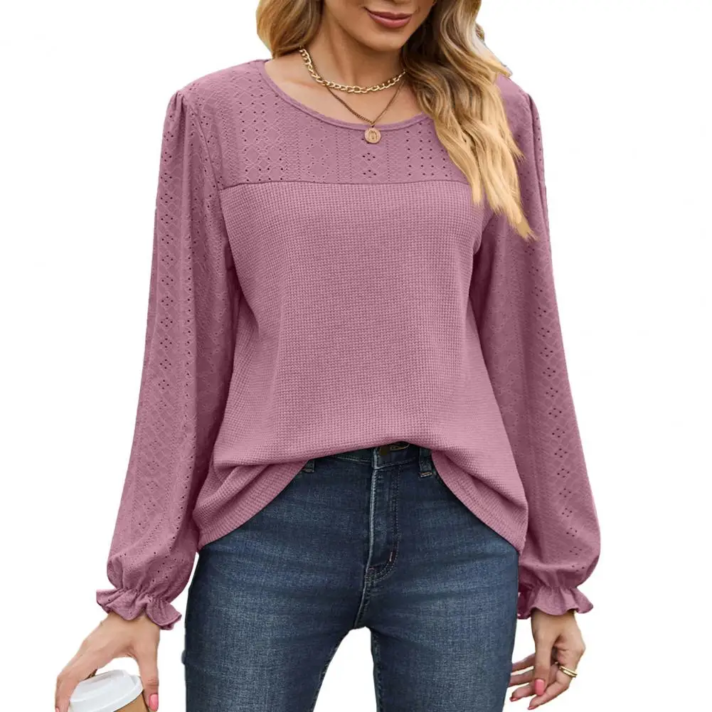 

=Solid Women's Tshirt Sheath Long Sleeve Top Ladies Basic Simple Tees Shirt Vintage Clothes Sleeve Casual T-Shirt Wear