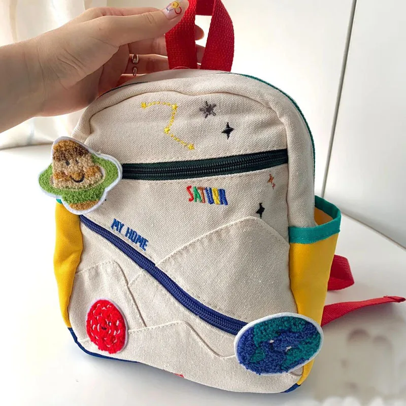 Petit sac d'école en toile pour enfants, jouet en peluche SR, aviation