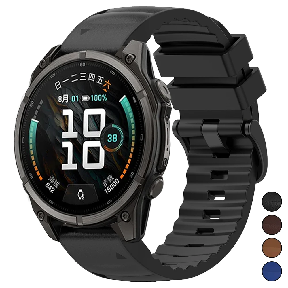 Leather Silicone 26mm 22mm QuickFit Strap For Garmin Fenix 9 8 Pro 47mm 51mm Band Enduro 3 D2 Bravo Tactix 7 Quatix 8 Bracelets
