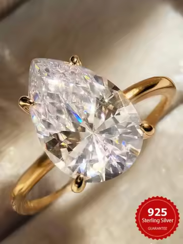 925 Sterling Silver 1-4 CT Zircon Sparkling Luxury Water Drop Shape Ring For Women Engagement Wedding High Quality Fine Jewelry