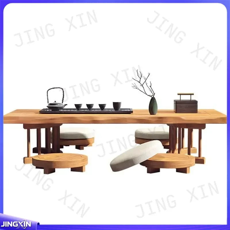custom for Japanese Style Solid Wood Tea Table and Chair Set Living Room Balcony Tatami Coffee Table Low Floor Seating