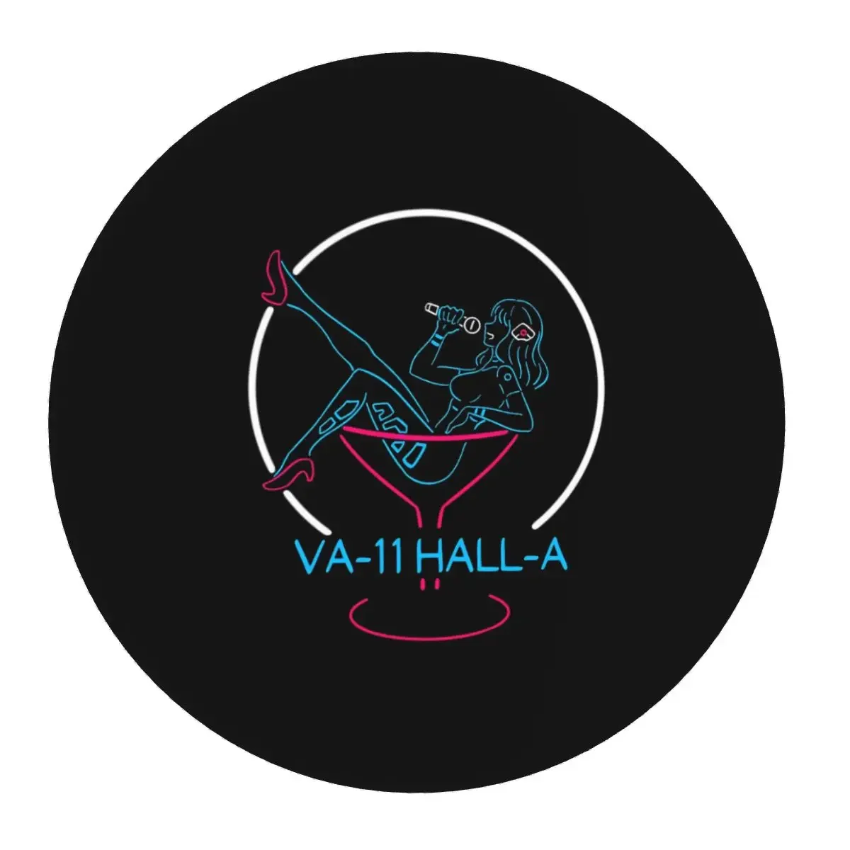 VA-11 Hall-A Neon Sign Round Mouse Pad Computer Keyboard Mouse Mat Gamer PC Desk Mat Office Table Mats