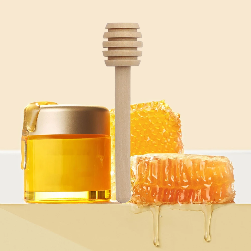 1-50PCS Honey Dipper Stick Long Handle Wood Honey Mixer Stir Practical Bar Spoon 8.4cm Honey Mixing Stick Kitchen Tools