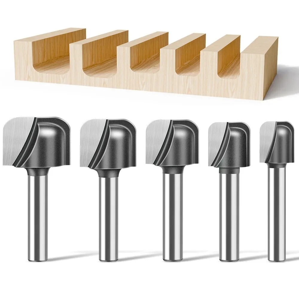 

1pc 1/4“ 6MM Shank Double Arc Round Bottom Router Bit Slotting Cutter Engraving Machine Trimming Machine Cutter Woodworking Tool