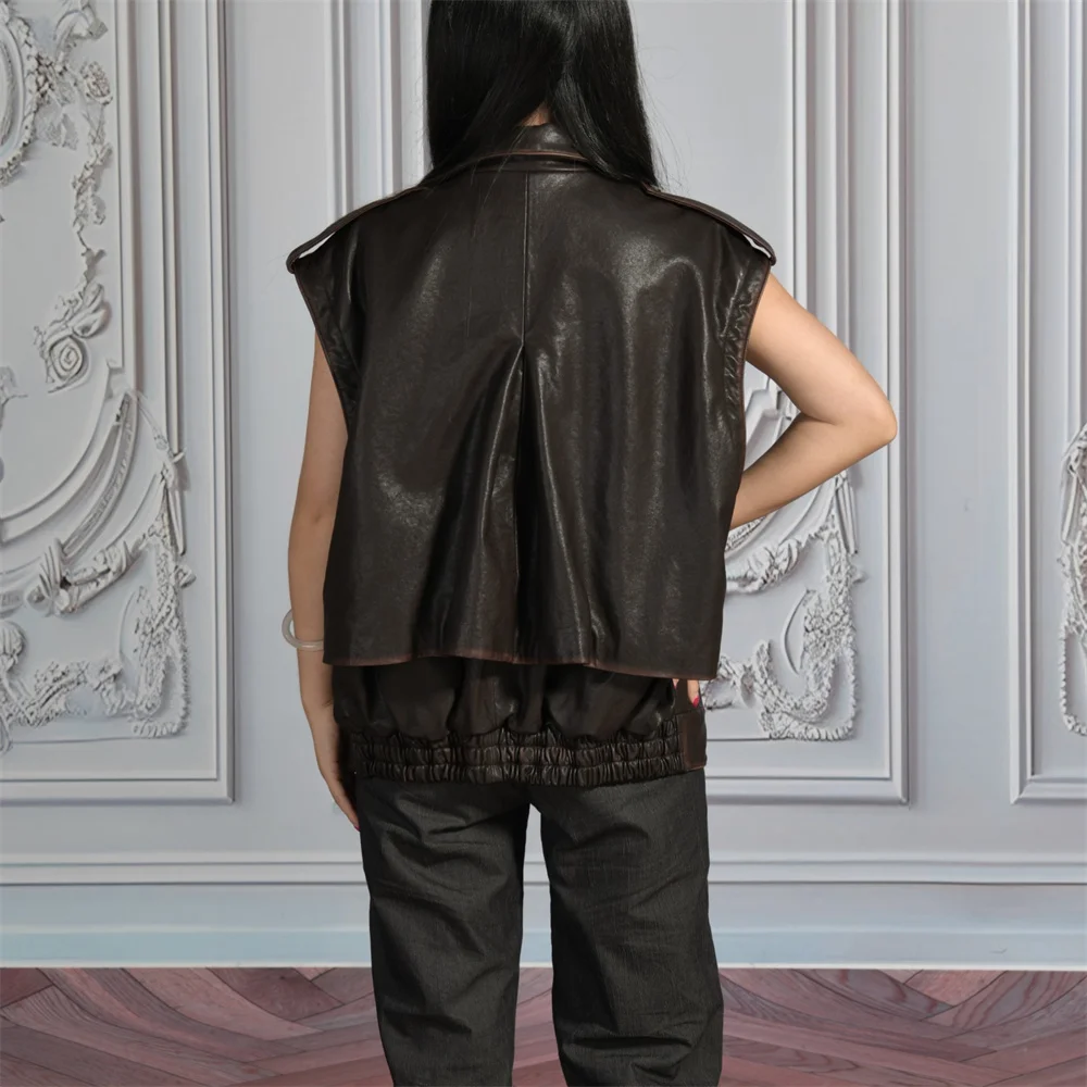 Luxyonuo 가을 양피 가죽 자켓 여성용 여성용 패션 정품 가죽 코트 탈착식 슬리브 진짜 가죽 자켓 New