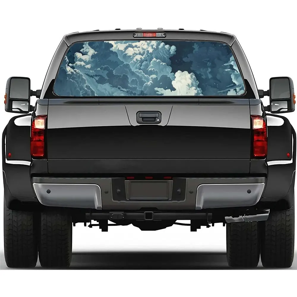 

Anime Clouds Scenery Print Car Rear Windshield Sticker Truck Window See Through Perforated Back Window Vinyl Decal Decoration