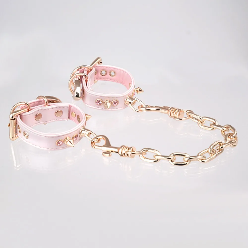 

Sexy Pink Leather Bracelet for Women Rivets Handcuffs Decor Gothic Party Charm Bracelet Adjustable Bracelet Jewelry Accessories
