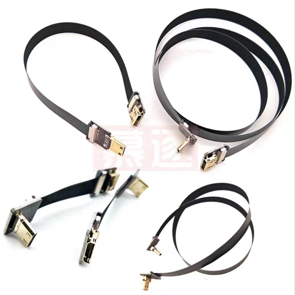 Aerial FPV upward bend male to female mini HDMI to HDMI high-definition cable extension cable 90 degree FPC flat cable 5CM-1M