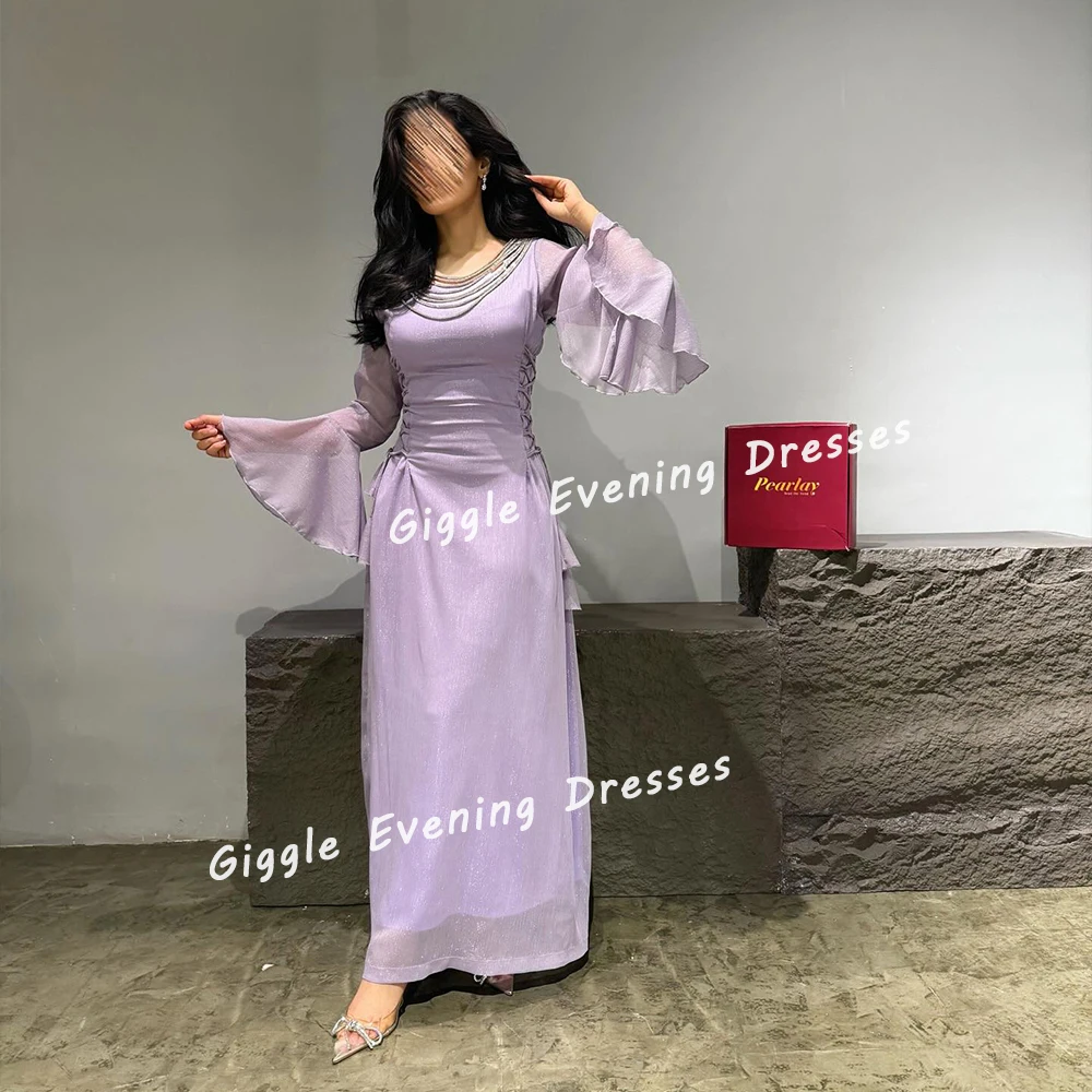 Giggle Chiffon Mermaid Pleat Elegance Prom Gown Saudi Arab O-Neck  Ankle-Length Formal Evening Party Dresses for Women 2024