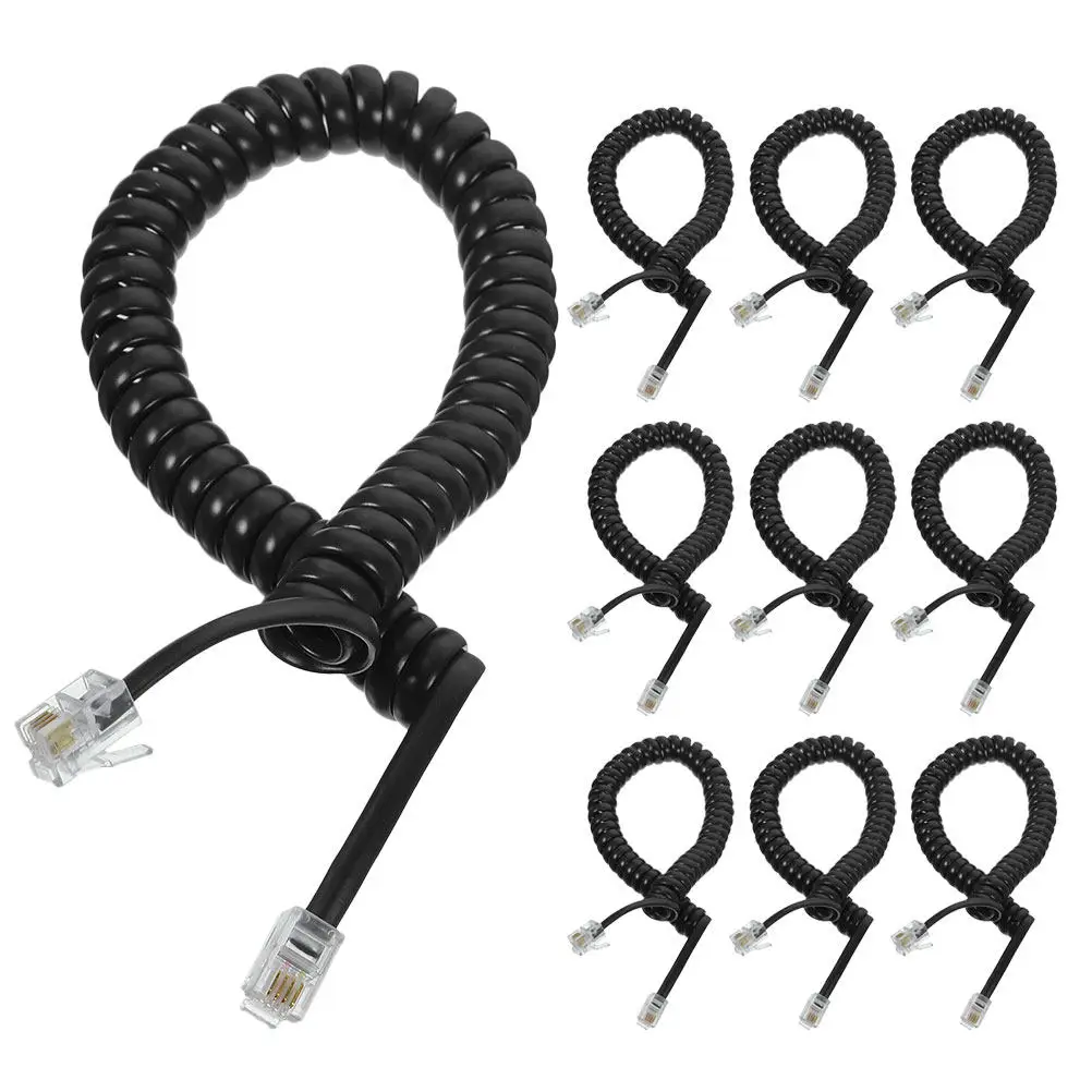 10Pcs Telephone Receiver Cords Clear Audio Coiled Telephone Cord for Landlines Stable Signal Black Phone Cable Accessories