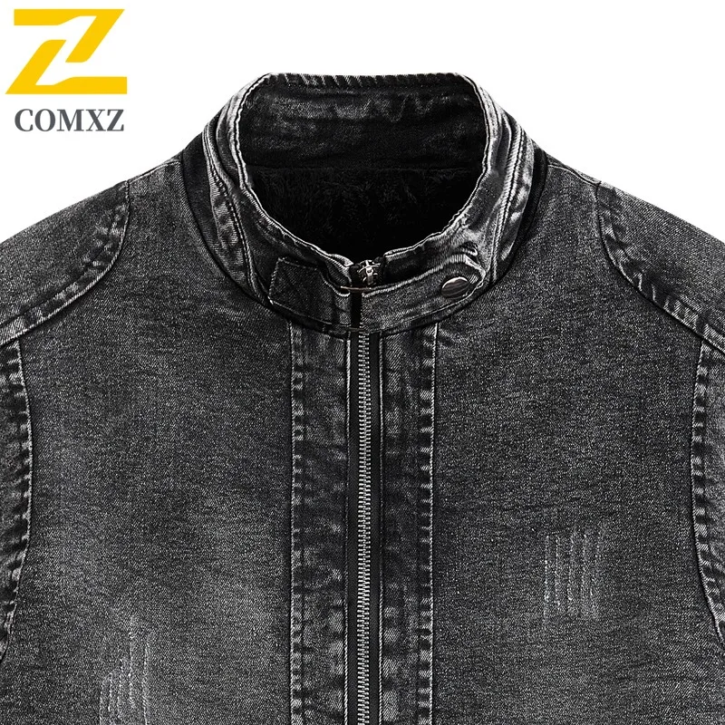 COMXZ trendy American jacket with a motorcycle style exudes sense of high-end fashion in autumn and is a retro men cotton jacket