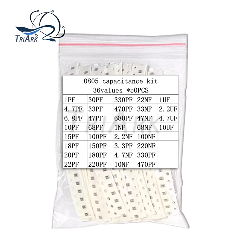 1800 قطعة 36 قيم السعة عدة 0402 0603 0805 1206 1PF ~ 10 فائق التوهج 4.7PF 6.8PF 47PF 100PF 330PF 680PF 1NF 2.2NF 470NF 1 فائق التوهج عينة حزمة